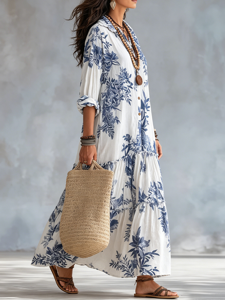 Cassandra | Floral Button-Down Maxi Dress