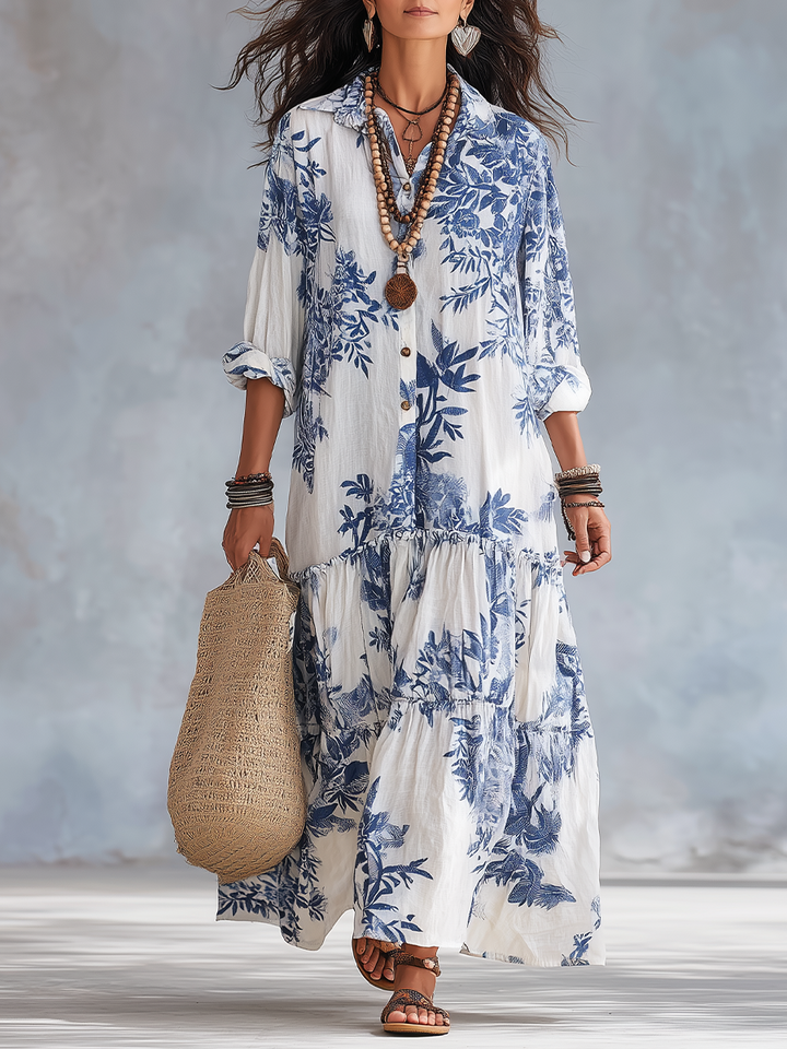 Cassandra | Floral Button-Down Maxi Dress
