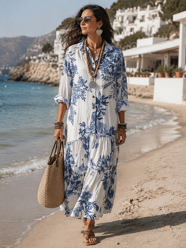 Cassandra | Floral Button-Down Maxi Dress