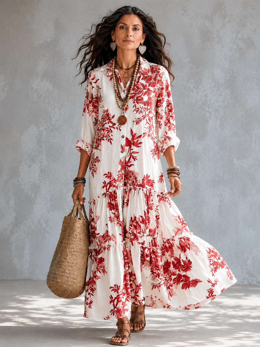Cassandra | Floral Button-Down Maxi Dress