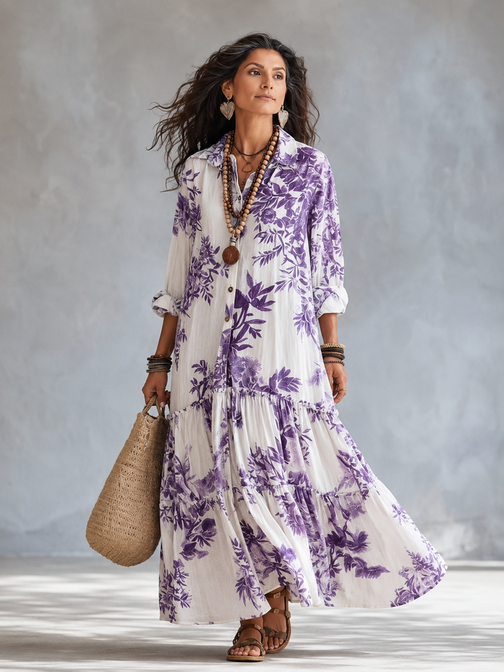 Cassandra | Floral Button-Down Maxi Dress