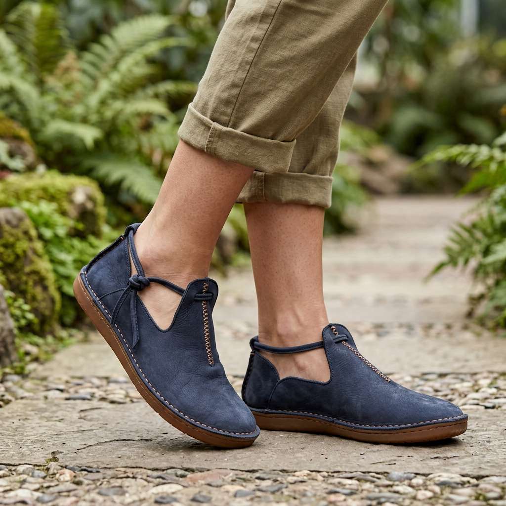 Navy ComfortWalk loafers with lace-up ties and contrast sole trim