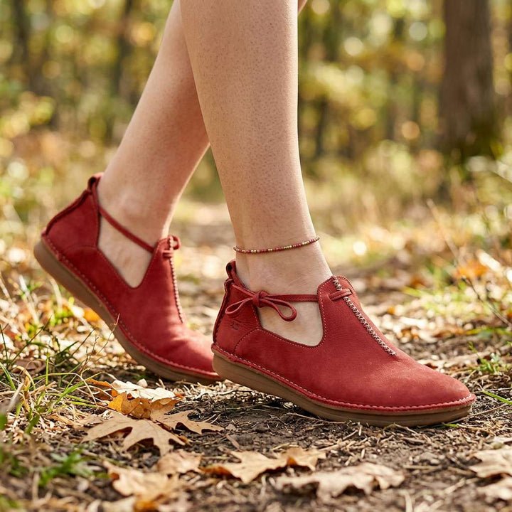 Ezra™ ComfortWalk red suede loafers with bow detail