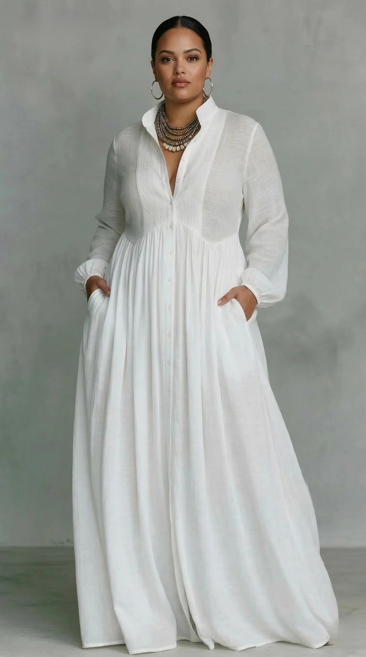 Justine | Flowing Button-Front Maxi Dress