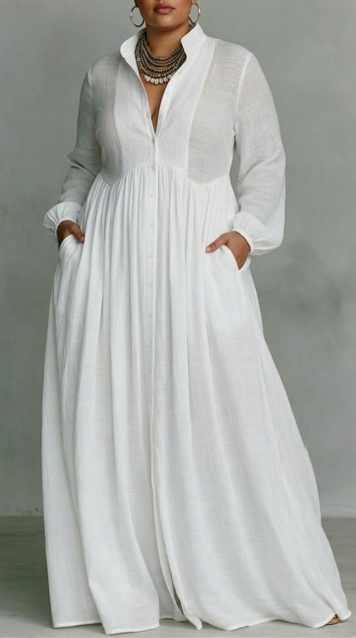 Justine | Flowing Button-Front Maxi Dress