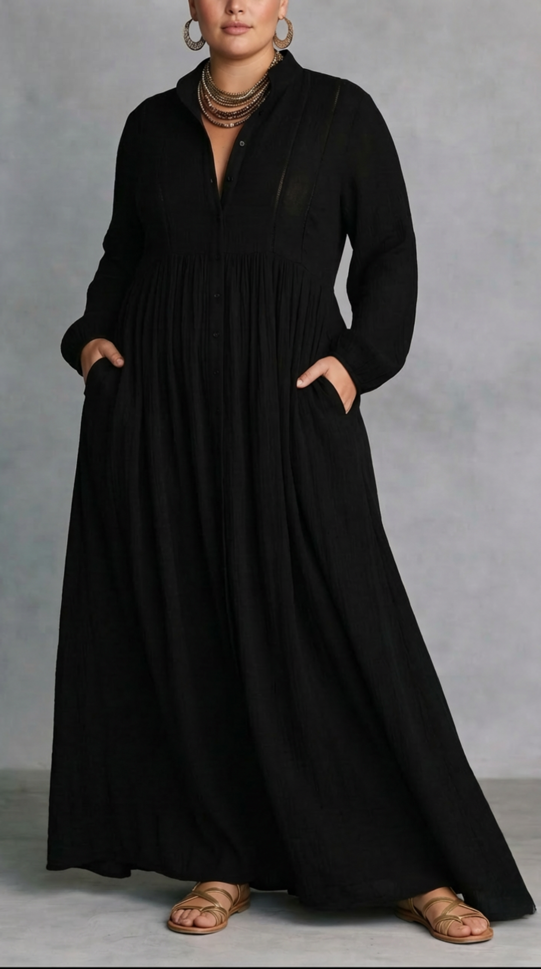 Justine | Flowing Button-Front Maxi Dress