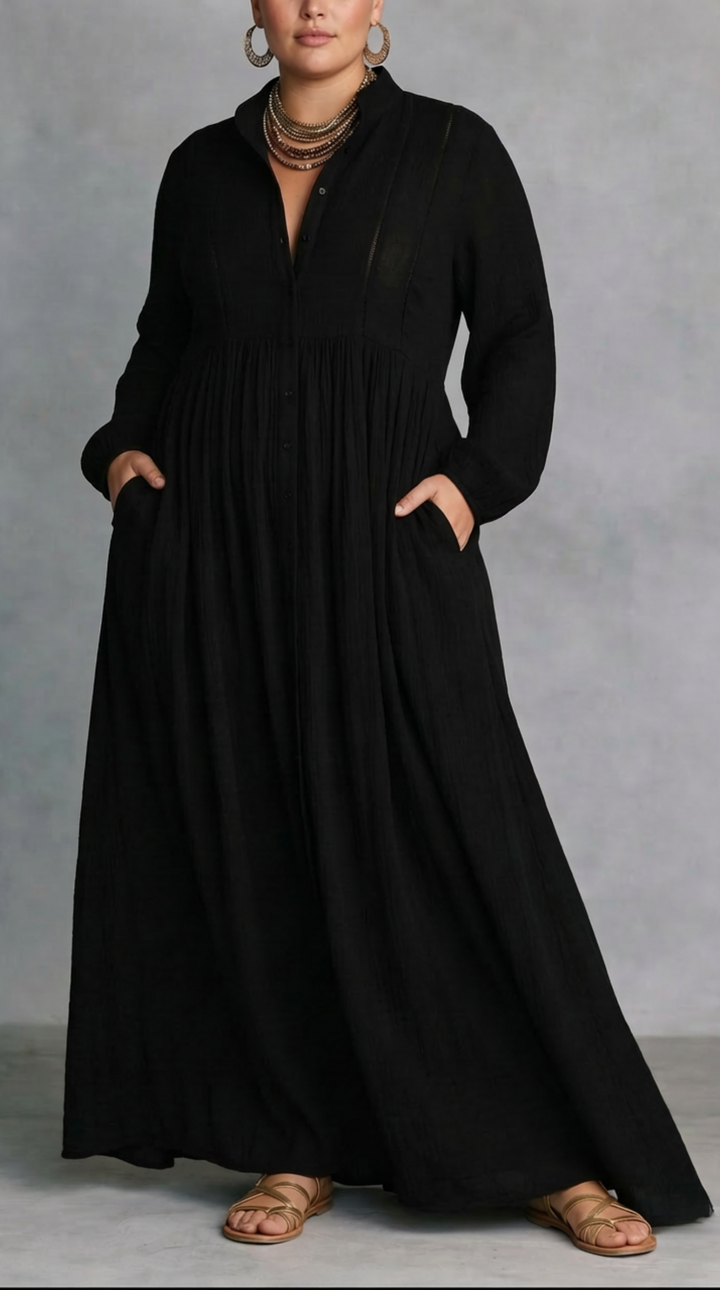 Justine | Flowing Button-Front Maxi Dress