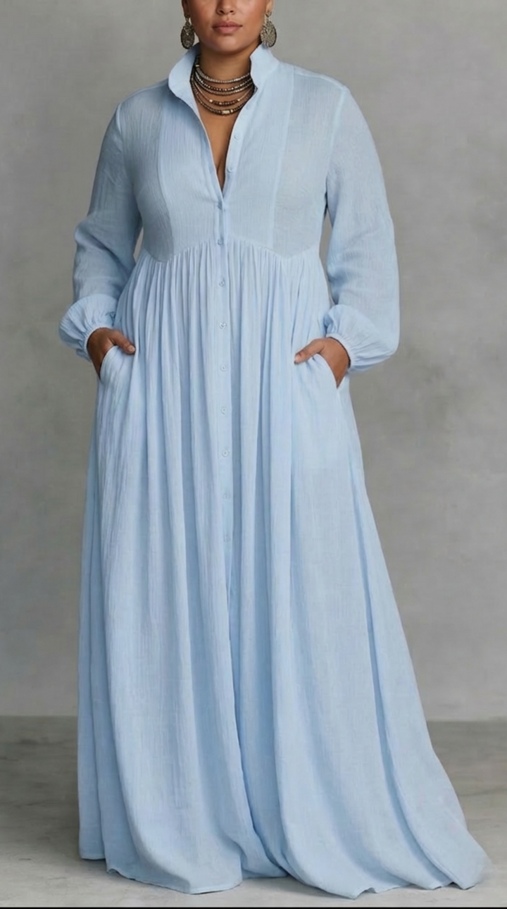 Justine | Flowing Button-Front Maxi Dress