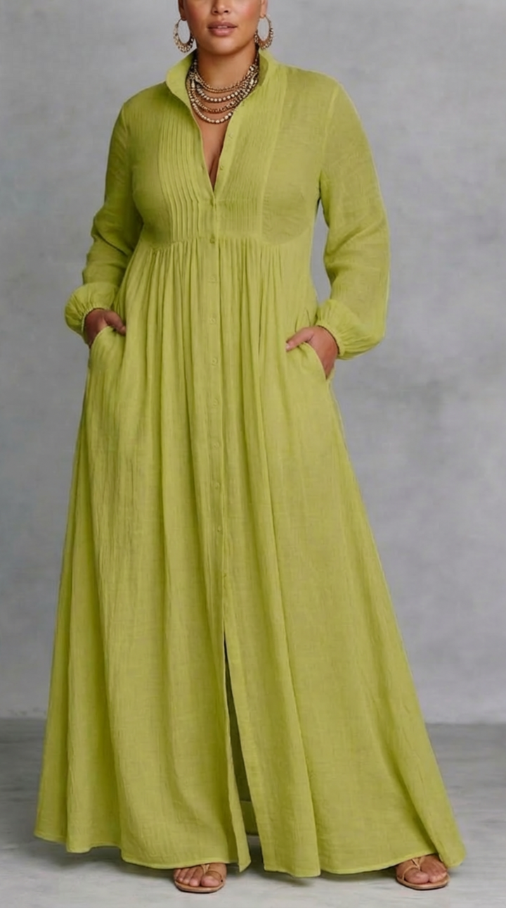 Justine | Flowing Button-Front Maxi Dress